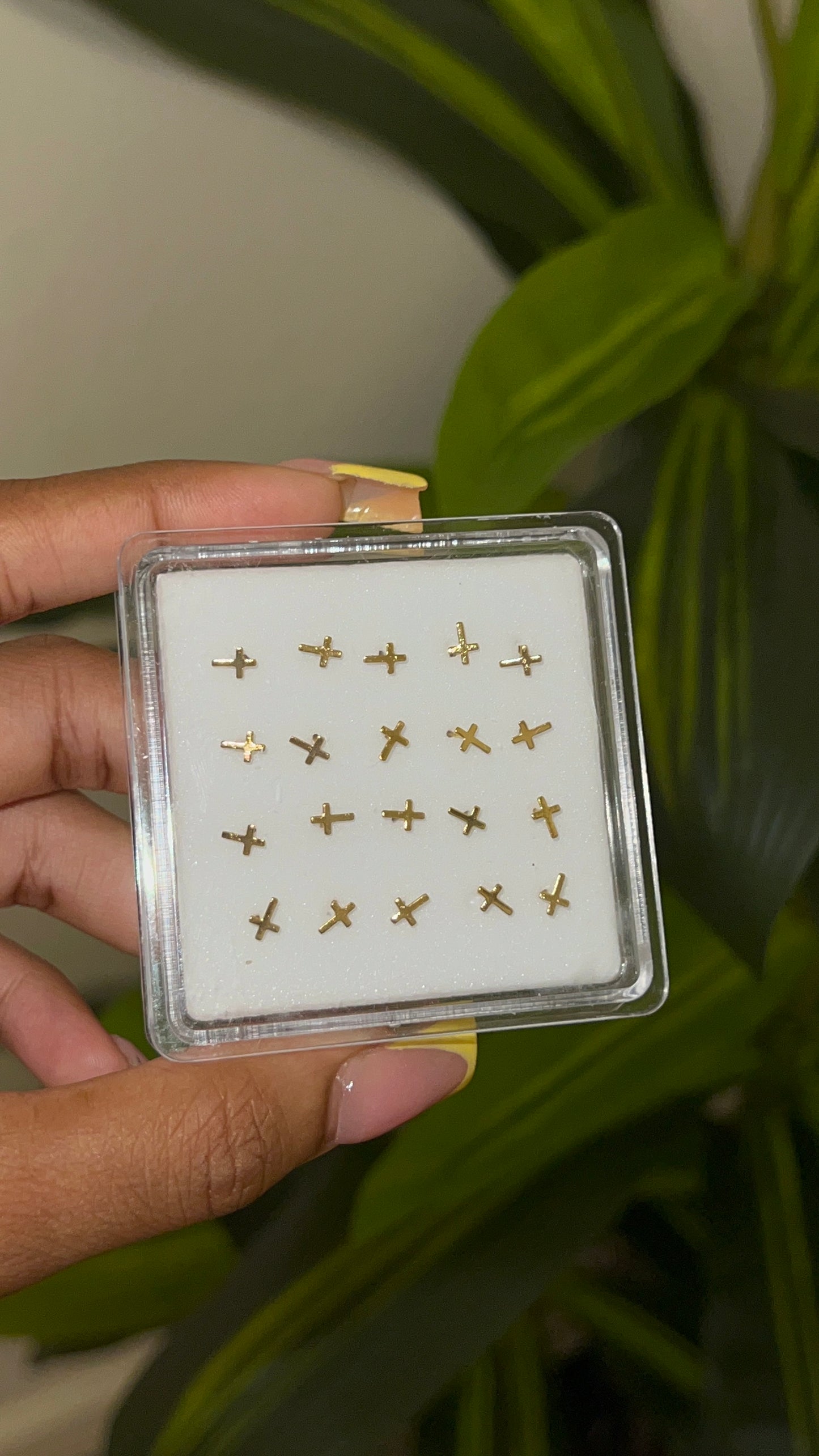 gold cross nose stud