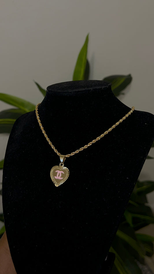 Pink heart CC Necklace
