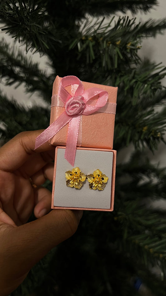 24k Gold plated hibiscus flower Earrings