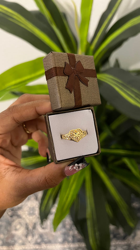 24k double heart ring