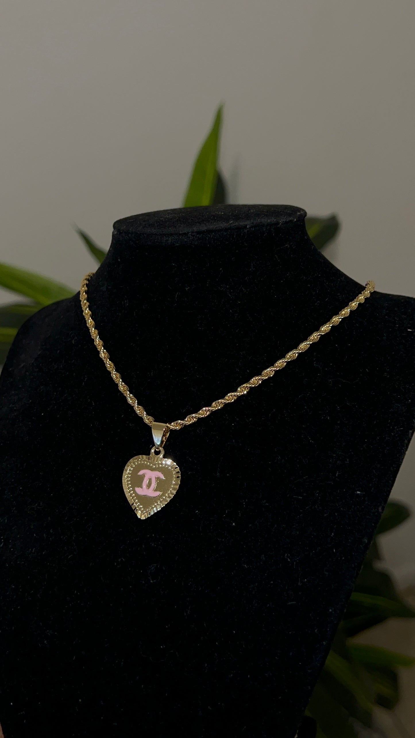 Pink heart CC Necklace