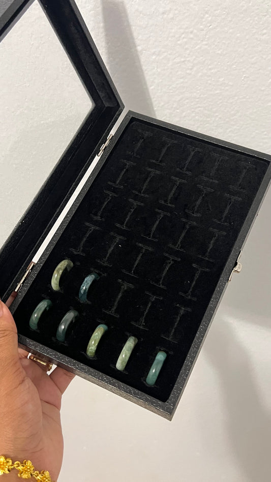 Forest green jade rings