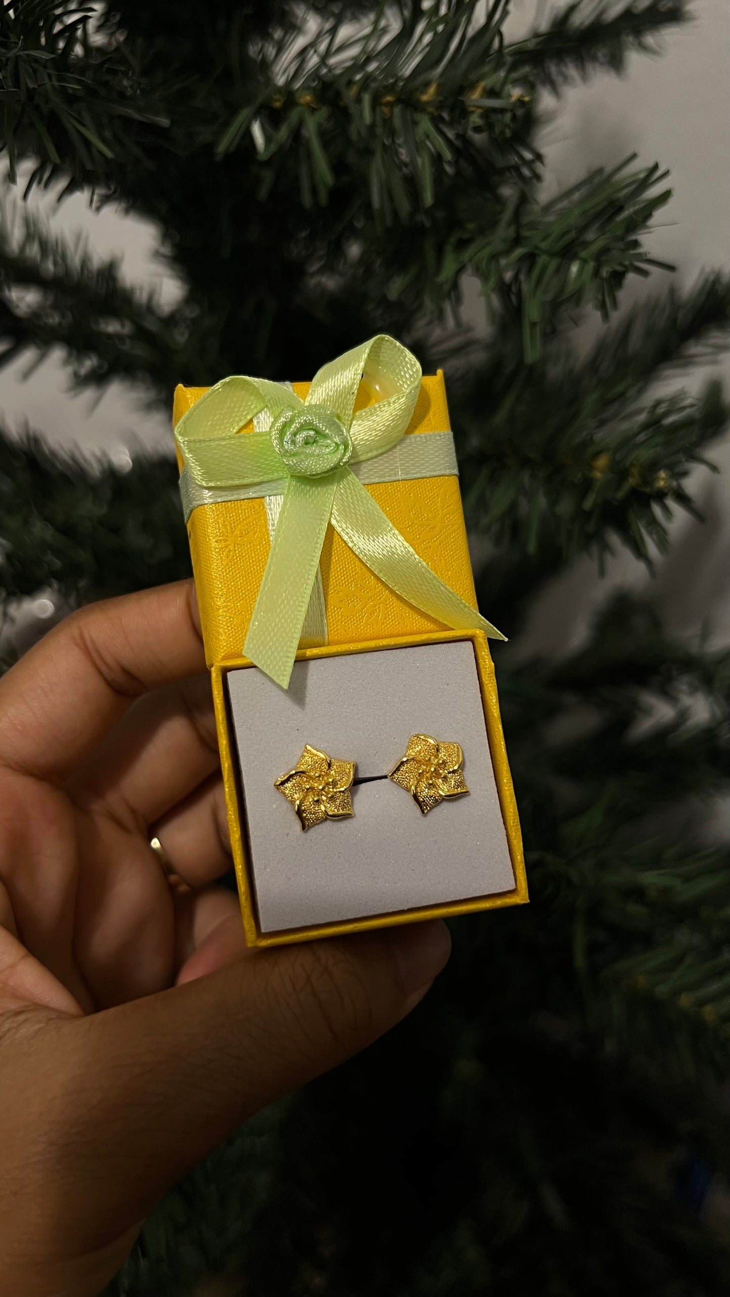 24k Gold plated four petal flower Earrings