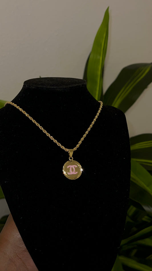 pink Circle CC Necklace