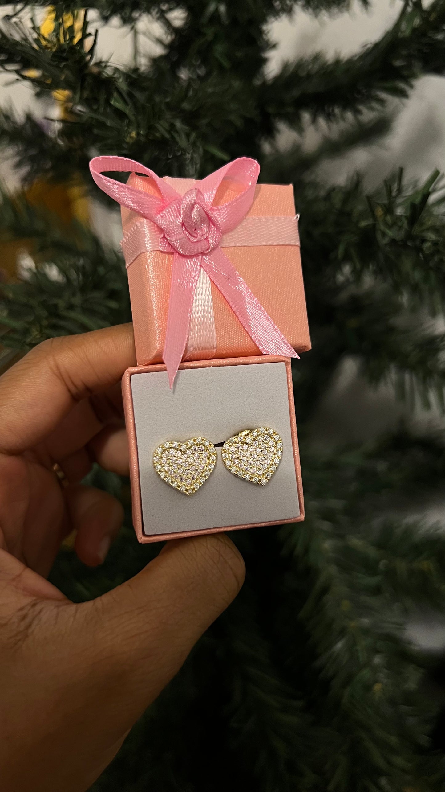 pink heart earrings